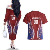 Southland 2026 Rugby Custom Couples Matching Off The Shoulder Long Sleeve Dress and Hawaiian Shirt NZ Maori Silver Fern LT14 - Polynesian Pride