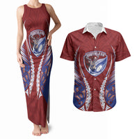 Southland 2026 Rugby Custom Couples Matching Tank Maxi Dress and Hawaiian Shirt NZ Maori Silver Fern LT14 Maroon - Polynesian Pride