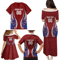 Southland 2026 Rugby Custom Family Matching Puletasi and Hawaiian Shirt NZ Maori Silver Fern LT14 Mom's Dress Maroon - Polynesian Pride