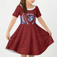 Southland 2026 Rugby Custom Kid Short Sleeve Dress NZ Maori Silver Fern LT14 KID Maroon - Polynesian Pride