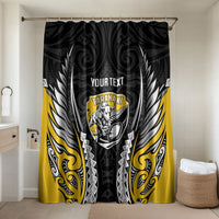 Taranaki 2026 Rugby Custom Bathroom Set NZ Maori Silver Fern LT14 Shower Curtain Only Black - Polynesian Pride