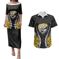 Taranaki 2026 Rugby Custom Couples Matching Puletasi and Hawaiian Shirt NZ Maori Silver Fern LT14 Black - Polynesian Pride