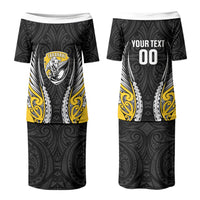 Taranaki 2026 Rugby Custom Family Matching Puletasi and Hawaiian Shirt NZ Maori Silver Fern LT14 Mom's Dress Black - Polynesian Pride