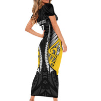 Taranaki 2026 Rugby Custom Family Matching Short Sleeve Bodycon Dress and Hawaiian Shirt NZ Maori Silver Fern LT14 - Polynesian Pride
