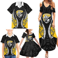 Taranaki 2026 Rugby Custom Family Matching Summer Maxi Dress and Hawaiian Shirt NZ Maori Silver Fern LT14 - Polynesian Pride
