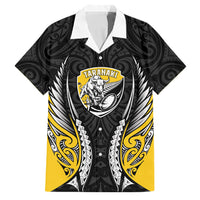Taranaki 2026 Rugby Custom Family Matching Summer Maxi Dress and Hawaiian Shirt NZ Maori Silver Fern LT14 Dad's Shirt - Short Sleeve Black - Polynesian Pride