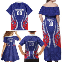 Tasman Bay 2026 Rugby Custom Family Matching Off Shoulder Maxi Dress and Hawaiian Shirt NZ Maori Silver Fern LT14 - Polynesian Pride