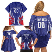 Tasman Bay 2026 Rugby Custom Family Matching Off Shoulder Short Dress and Hawaiian Shirt NZ Maori Silver Fern LT14 - Polynesian Pride