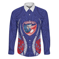 Tasman Bay 2026 Rugby Custom Family Matching Puletasi and Hawaiian Shirt NZ Maori Silver Fern LT14 Daughter's Dress Blue - Polynesian Pride
