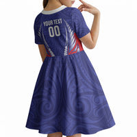 Tasman Bay 2026 Rugby Custom Kid Short Sleeve Dress NZ Maori Silver Fern LT14 - Polynesian Pride