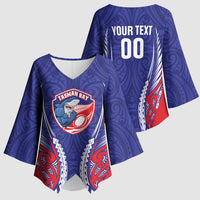 Tasman Bay 2026 Rugby Custom Kimono Sleeve Blouse NZ Maori Silver Fern