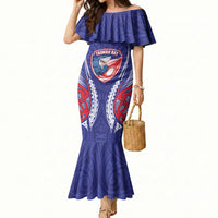 Tasman Bay 2026 Rugby Custom Mermaid Dress NZ Maori Silver Fern LT14 Women Blue - Polynesian Pride