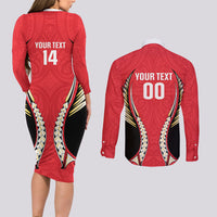 Waikato 2026 Rugby Custom Couples Matching Long Sleeve Bodycon Dress and Long Sleeve Button Shirt NZ Maori Silver Fern LT14 - Polynesian Pride
