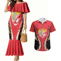 Waikato 2026 Rugby Custom Couples Matching Mermaid Dress and Hawaiian Shirt NZ Maori Silver Fern LT14 Red - Polynesian Pride