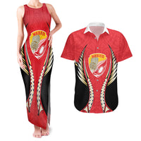 Waikato 2026 Rugby Custom Couples Matching Tank Maxi Dress and Hawaiian Shirt NZ Maori Silver Fern LT14 Red - Polynesian Pride