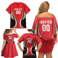 Waikato 2026 Rugby Custom Family Matching Off Shoulder Short Dress and Hawaiian Shirt NZ Maori Silver Fern LT14 - Polynesian Pride