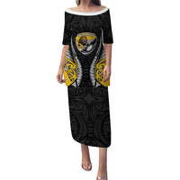 Wellington 2026 Rugby Custom Family Matching Puletasi and Hawaiian Shirt NZ Maori Silver Fern LT14 Mom's Dress Black - Polynesian Pride