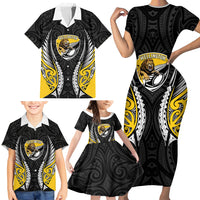 Wellington 2026 Rugby Custom Family Matching Short Sleeve Bodycon Dress and Hawaiian Shirt NZ Maori Silver Fern LT14 - Polynesian Pride