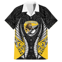 Wellington 2026 Rugby Custom Family Matching Short Sleeve Bodycon Dress and Hawaiian Shirt NZ Maori Silver Fern LT14 Dad's Shirt - Short Sleeve Black - Polynesian Pride