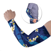Teal Purple Banana Leaf Hawaii Arm Sleeves Lau Maia Plumeria Tropical Summer Vibes