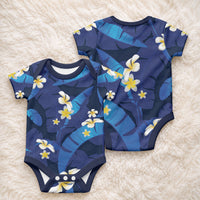 Teal Purple Banana Leaf Hawaii Baby Onesie Lau Maia Plumeria Tropical Summer Vibes