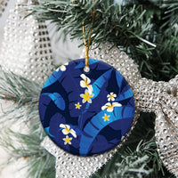 Teal Purple Banana Leaf Hawaii Ceramic Ornament Lau Maia Plumeria Tropical Summer Vibes LT14 - Polynesian Pride