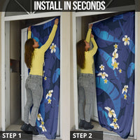 Teal Purple Banana Leaf Hawaii Door Cover Lau Maia Plumeria Tropical Summer Vibes