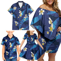 Teal Purple Banana Leaf Hawaii Family Matching Off Shoulder Short Dress and Hawaiian Shirt Lau Maia Plumeria Tropical Summer Vibes