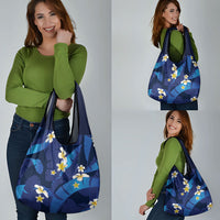Teal Purple Banana Leaf Hawaii Grocery Bag Lau Maia Plumeria Tropical Summer Vibes