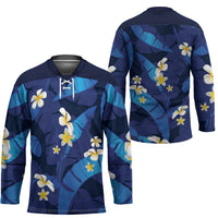 Teal Purple Banana Leaf Hawaii Hockey Jersey Lau Maia Plumeria Tropical Summer Vibes