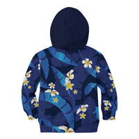 Teal Purple Banana Leaf Hawaii Kid Hoodie Lau Maia Plumeria Tropical Summer Vibes