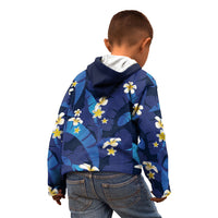 Teal Purple Banana Leaf Hawaii Kid Hoodie Lau Maia Plumeria Tropical Summer Vibes