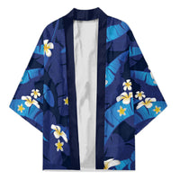 Teal Purple Banana Leaf Hawaii Kimono Lau Maia Plumeria Tropical Summer Vibes