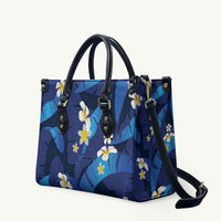 Teal Purple Banana Leaf Hawaii Leather Bag Lau Maia Plumeria Tropical Summer Vibes