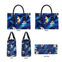 Teal Purple Banana Leaf Hawaii Leather Bag Lau Maia Plumeria Tropical Summer Vibes