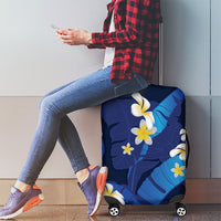 Teal Purple Banana Leaf Hawaii Luggage Cover Lau Maia Plumeria Tropical Summer Vibes