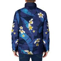 Teal Purple Banana Leaf Hawaii Padded Jacket Lau Maia Plumeria Tropical Summer Vibes