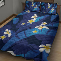 Teal Purple Banana Leaf Hawaii Quilt Bed Set Lau Maia Plumeria Tropical Summer Vibes
