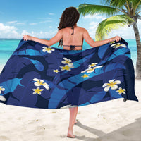 Teal Purple Banana Leaf Hawaii Sarong Lau Maia Plumeria Tropical Summer Vibes