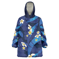 Teal Purple Banana Leaf Hawaii Wearable Blanket Hoodie Lau Maia Plumeria Tropical Summer Vibes