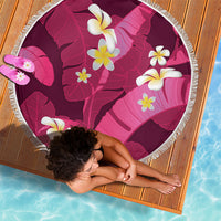 Pink Banana Leaf Hawaii Beach Blanket Lau Maia Plumeria Tropical Summer Vibes