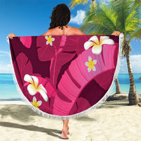 Pink Banana Leaf Hawaii Beach Blanket Lau Maia Plumeria Tropical Summer Vibes