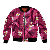 Pink Banana Leaf Hawaii Bomber Jacket Lau Maia Plumeria Tropical Summer Vibes