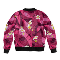 Pink Banana Leaf Hawaii Bomber Jacket Lau Maia Plumeria Tropical Summer Vibes
