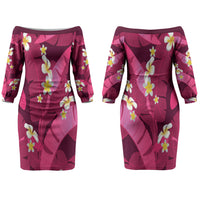 Pink Banana Leaf Hawaii Couples Matching Off The Shoulder Long Sleeve Dress and Hawaiian Shirt Lau Maia Plumeria Tropical Summer Vibes