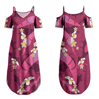 Pink Banana Leaf Hawaii Family Matching Summer Maxi Dress and Hawaiian Shirt Lau Maia Plumeria Tropical Summer Vibes