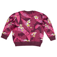 Pink Banana Leaf Hawaii Kid Ugly Christmas Sweater Lau Maia Plumeria Tropical Summer Vibes LT14 - Polynesian Pride