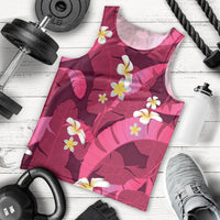 Pink Banana Leaf Hawaii Men Tank Top Lau Maia Plumeria Tropical Summer Vibes