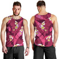Pink Banana Leaf Hawaii Men Tank Top Lau Maia Plumeria Tropical Summer Vibes