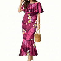Pink Banana Leaf Hawaii Mermaid Dress Lau Maia Plumeria Tropical Summer Vibes